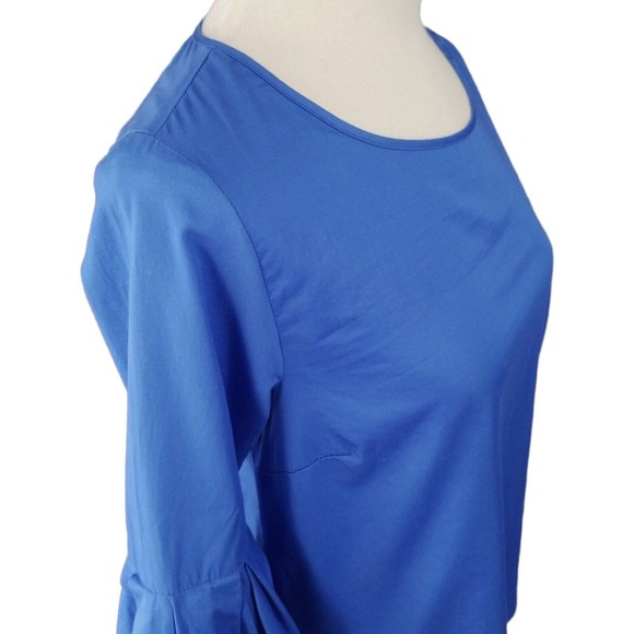 Jane & Delancey Blue Cotton Bell Sleeve Blouse Women's Small 3/4 Sleeve Peasant - Picture 5 of 12